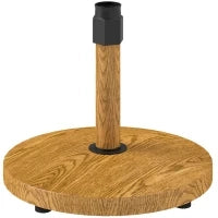 Base per Ombrellone a 4 Ruote con Freni, in Cemento e Metallo, Ø48x44 cm, Color Legno