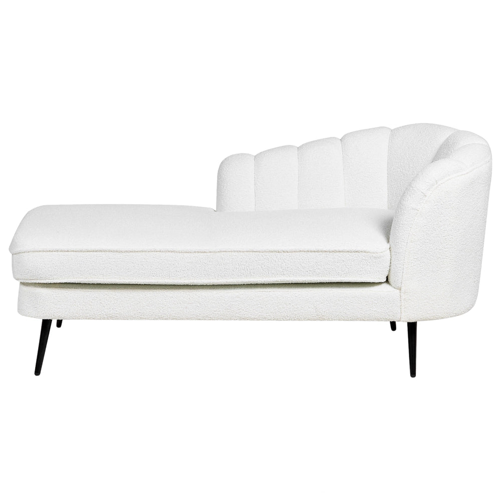 Chaise longue Velluto Bianco Crema Rivestimento Gambe In Metallo nero versione destra