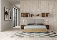 Letto Matrimoniale 160x190 cm Senza Rete Struttura Quercia con Cuscini in Similpelle Egos Antea Tortora