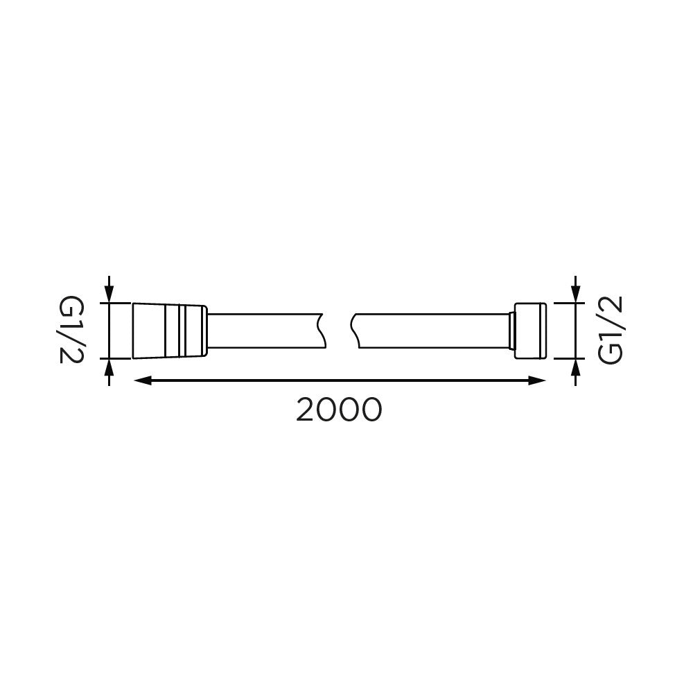 Flessibile da 200 cm in acciaio cromato, doppia aggraffatura