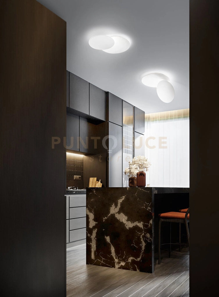 Plafoniera in alluminio colore bianco Drum LED 43W 3000K CRI?80 220-240V 50/60Hz 3440Lm biemissione