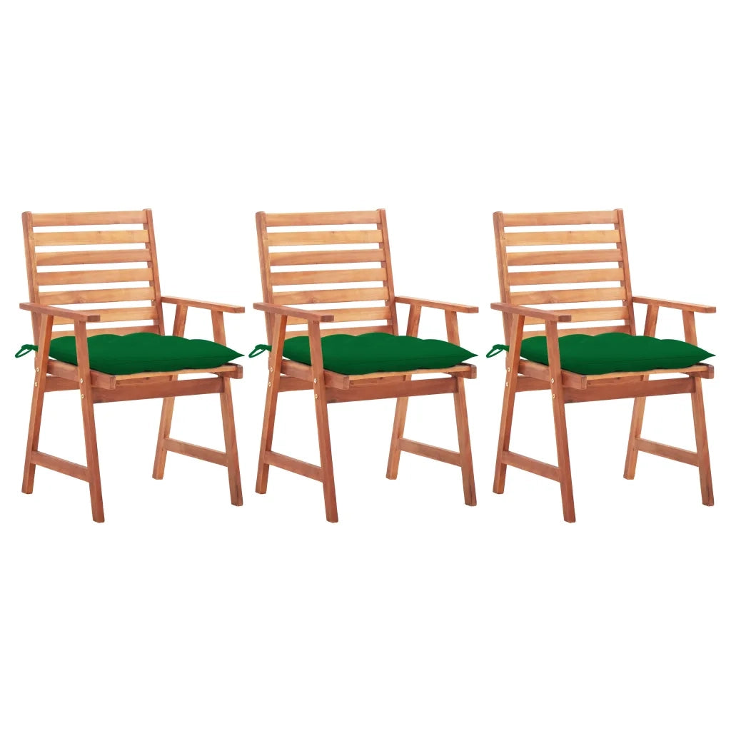 Sedie da Pranzo da Esterni con Cuscini 3 pz Massello di Acacia cod mxl 8124