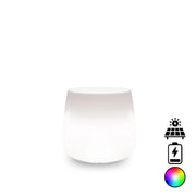 Vaso luminoso moderno di design Ø53 H55 in polimero resistente con LED multicolor con batteria e solare per interno ed esterno - Made in Italy
