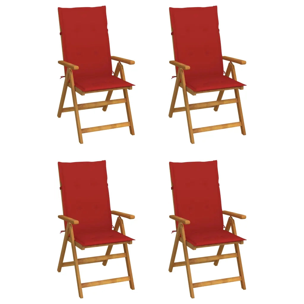 Sedie da Giardino Reclinabili 4 pz con Cuscini Massello Acacia cod mxl 22777