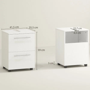 Mobile bagno sottolavabo in truciolare bianco con cassetto e anta, compatto
