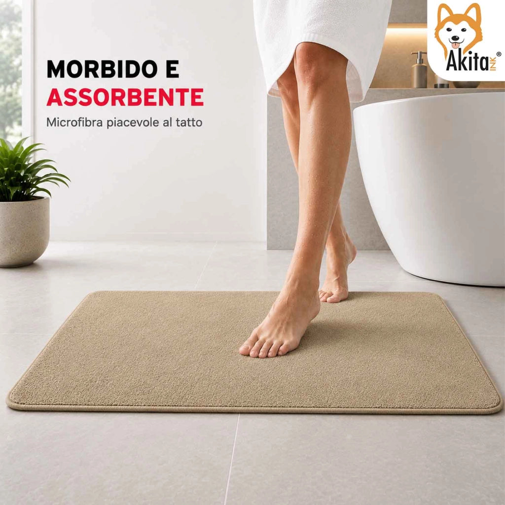 Akitaink Tappeto Multiuso in Microfibra 50x80 cm Beige