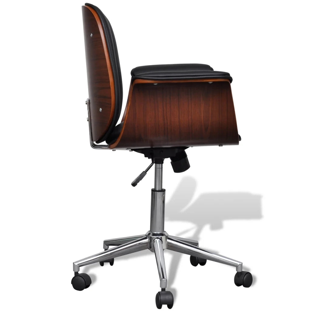 Sedia girevole da ufficio di lusso con braccioli ergonomici in legno e nero 0502022