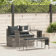 Set da Pranzo da Giardino 3 pz con Cuscini in Polyrattan Grigio 4104183