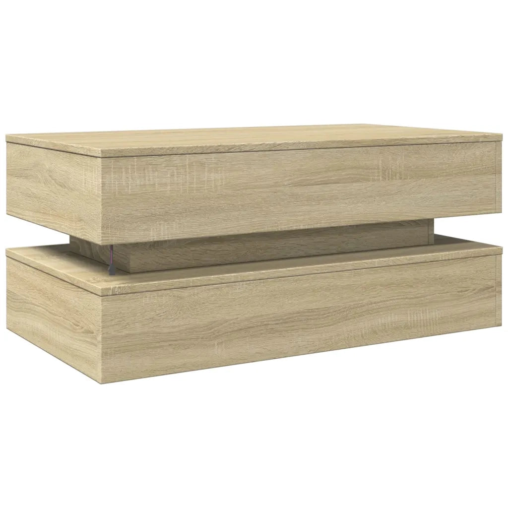 Tavolino da salotto | Tavolino da caff¨¨ | Tavolino da Soggiorno con Luci LED Rovere Sonoma 90x50x40 cm