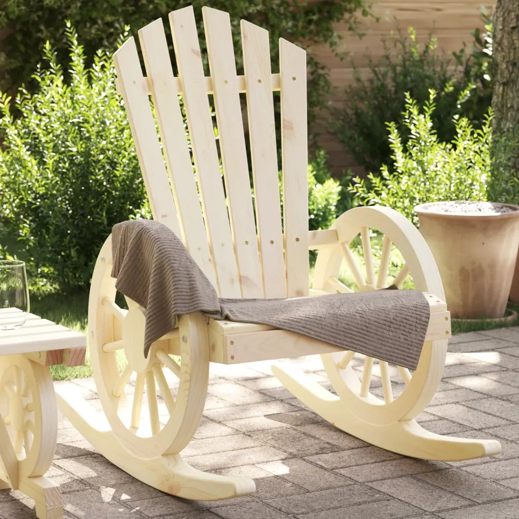 Sedia a Dondolo | Sedia da Giardino | Sedie da Esterno Adirondack in Legno Massello di Abete