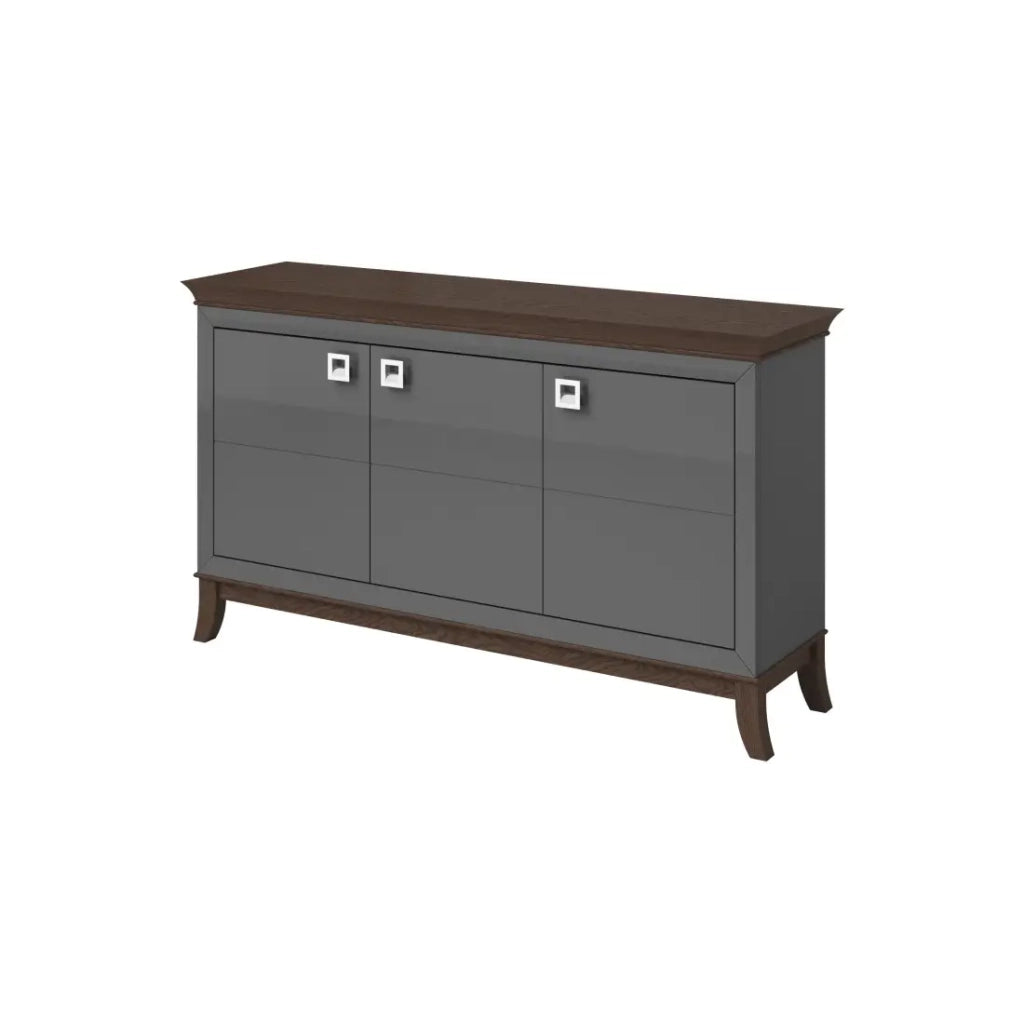 Buffet design 160cm per soggiorno colore grigio e rovere scuro, collezione PALACE.