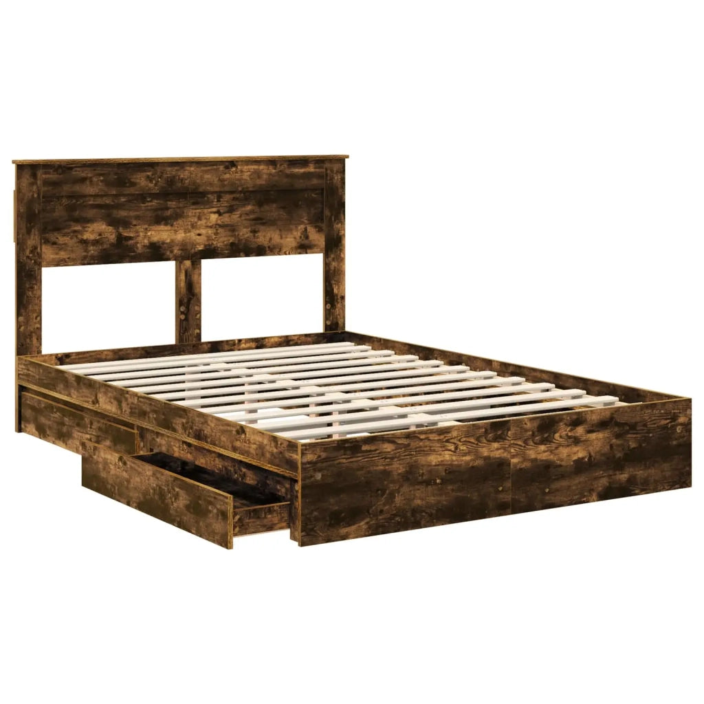 Letto con Contenitore con testiera Rovere fumé 160 x 200 cm
