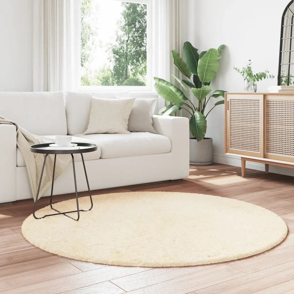 Tappeto del soggiorno | Tappeto Shaggy a Pelo Lungo NAVARRA Crema 160x160 cm poliestere
