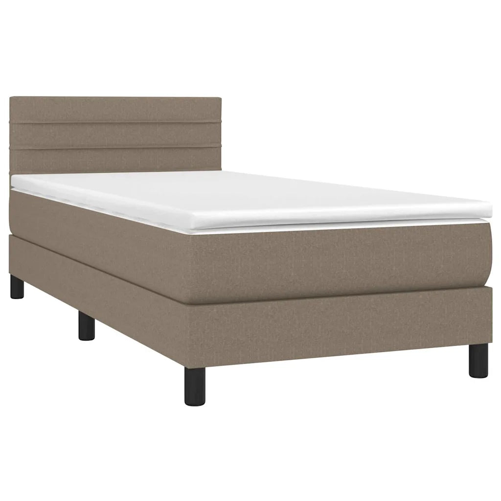 Letto singolo | Letto per adulti | Giroletto a Molle con Materasso Tortora 100x200 cm in Tessuto