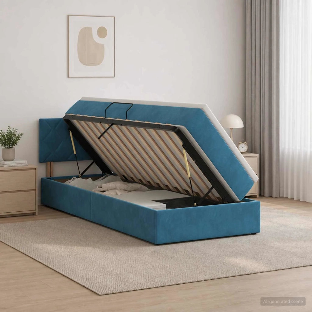 Letto con contenitore LED e materasso Blu Scuro 100 x 200 cm 3459292