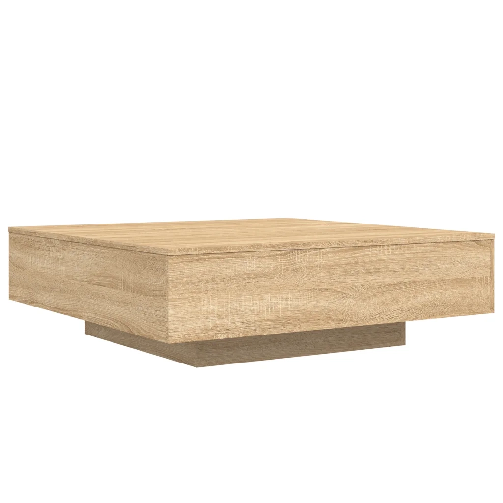Tavolino da salotto | Tavolino da caff¨¨ | Tavolino da Soggiorno con Luci LED Rovere Sonoma 100x100x31 cm
