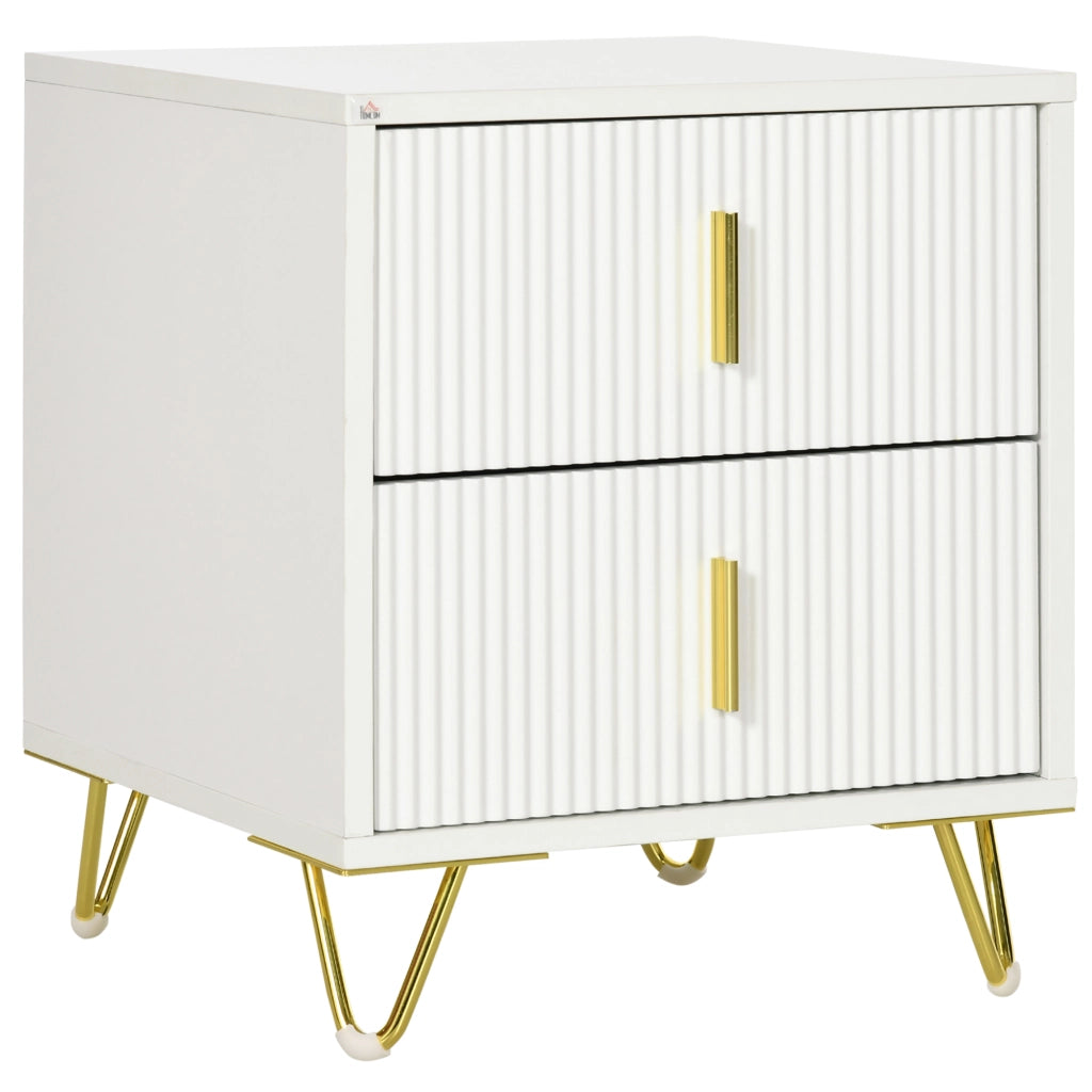 Comodino con 2 Cassetti ¨C zephmum ¨C Bianco Metallo 40x40x47 cm
