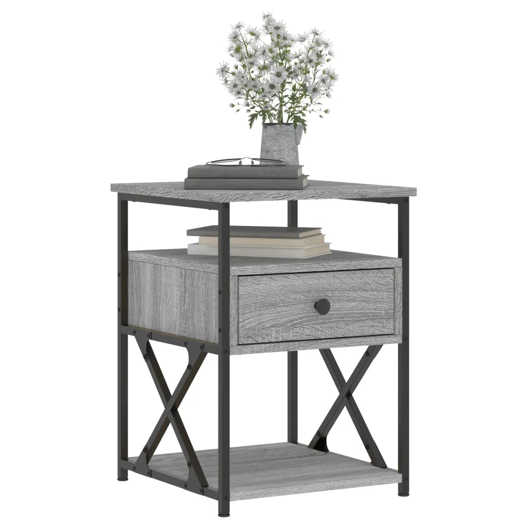 Comodini 2 pz-Set di 2 Tavolino da notte Grigio Sonoma 40x42x55 cm in Legno Multistrato