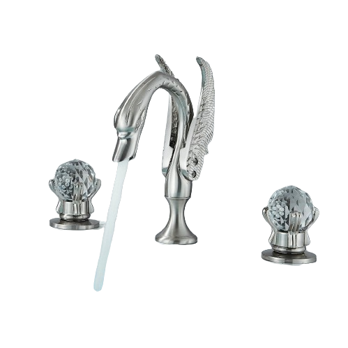 ADRIAN| Rubinetto da bagno a 3 fori grande cigno cromato  per vasca da bagno dal design lussuoso per restaurante, miscelatore per lavabo a 2 maniglie