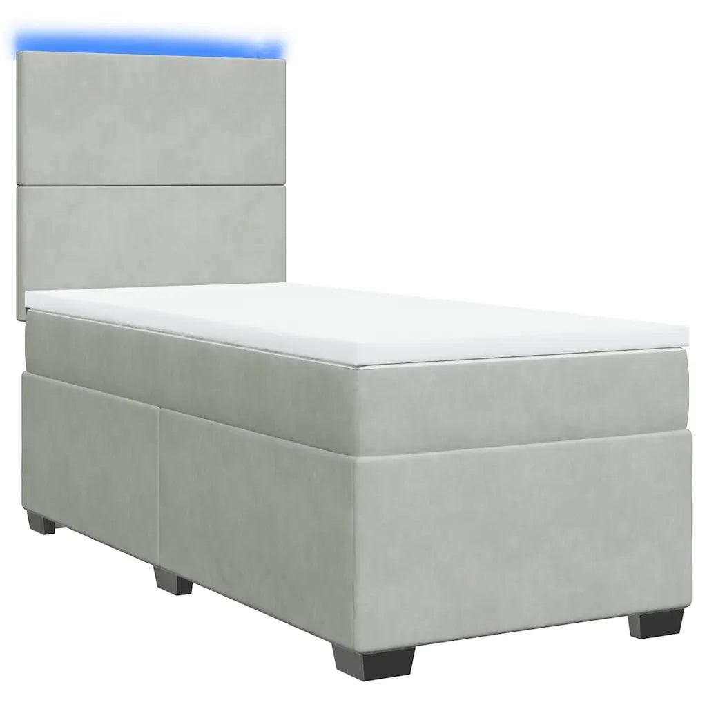 Giroletto a Molle con Materasso Grigio Chiaro 90x190 cm Velluto