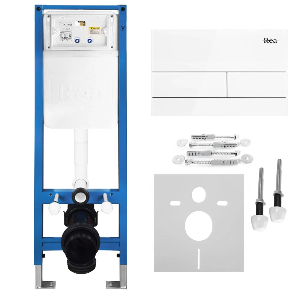 Set Telaio Da Incasso Per Wc Slim 024n Con Pulsante T White Glass