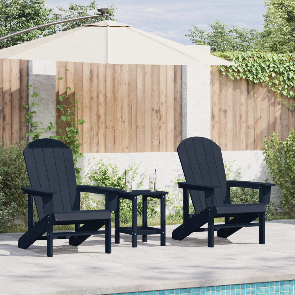 Set da Giardino a 3 Pezzi  Blu Navy HDPE
