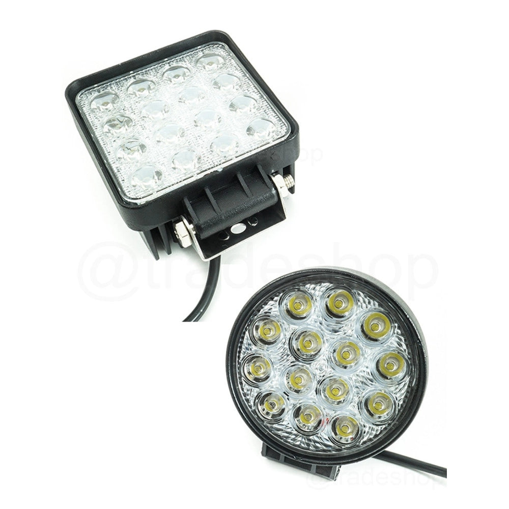 Trade Shop - Faro Supplementare Profondita Auto Tondo Quadrato Led 42w 6000k -