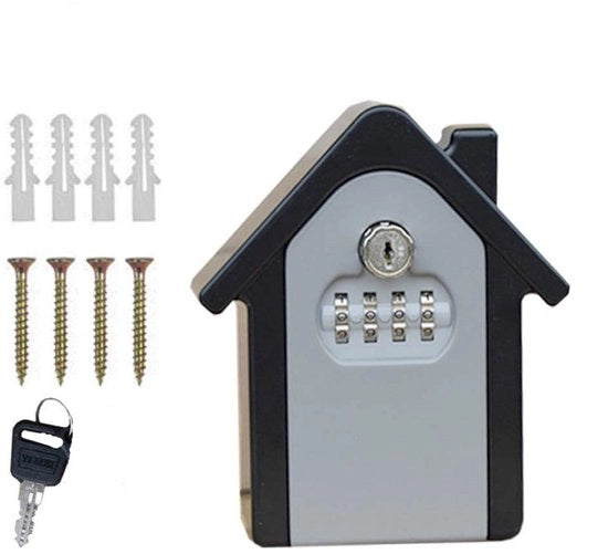 Chiave a combinazione 2 in 1, 4 cifre, con serratura e porta chiavi, portatile, esterno, per la condivisione e la sicurezza delle chiavi, da appendere al muro