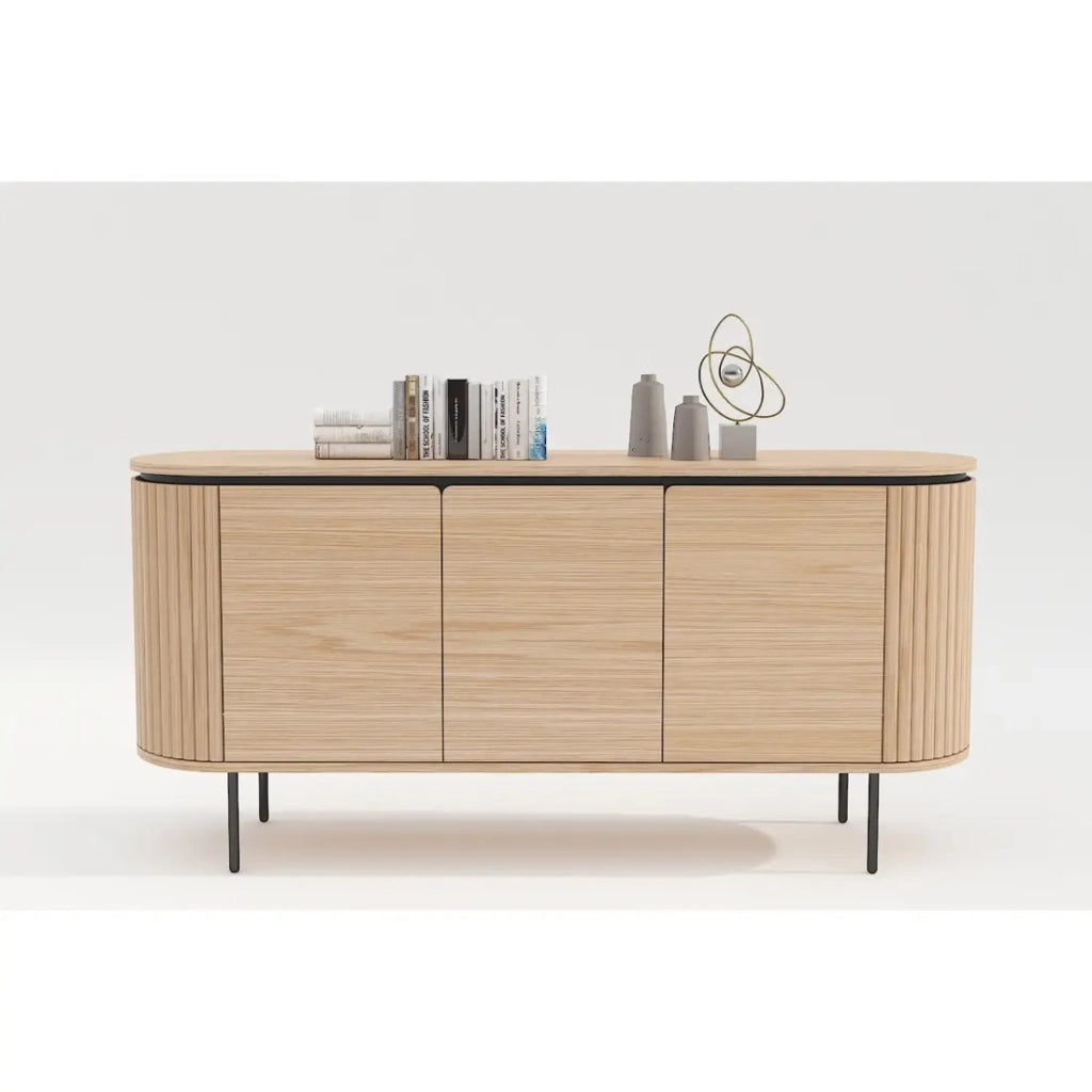 Buffet 160 cm 3 porte rovere chiaro e nero – Collezione SÖREN