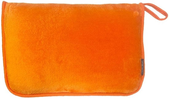 Deken di viaggio morbido, deken per volo, può essere ripiegato come cuscino, con cinturino per valigia e clip per zaino, deken compatta, adatto per ogni viaggio, 100*150cm, Arancione