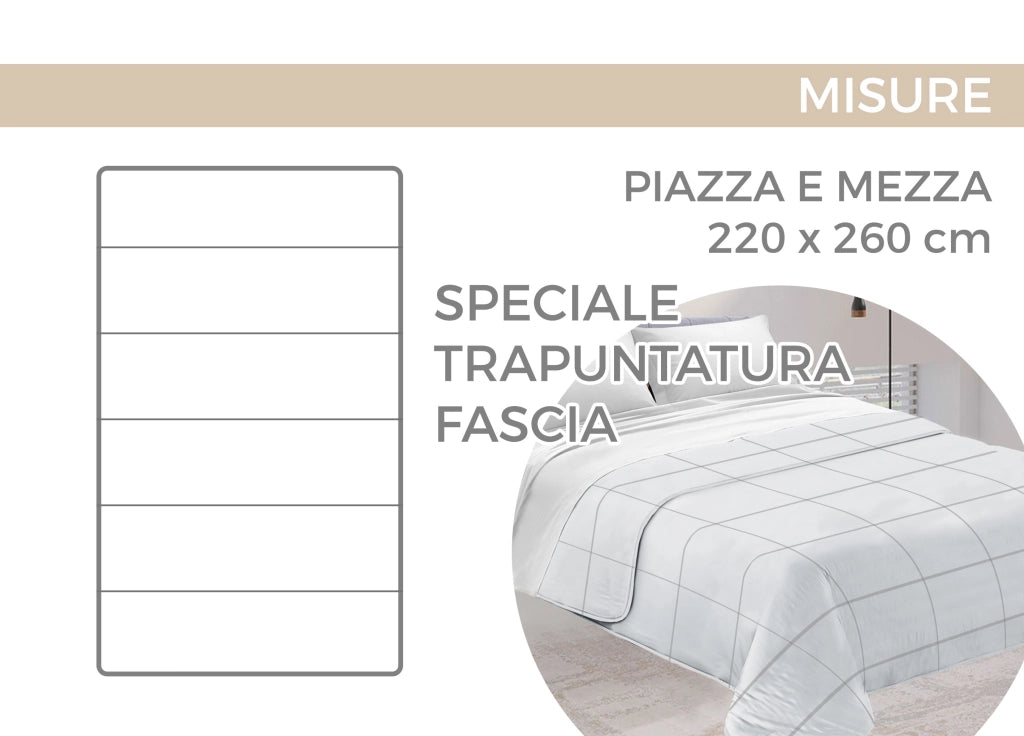 Quilt Trapuntino Piumino Estivo 100gr/mq Microfibra Diadema Borbon - Piazza E Mezza - Grigio 2