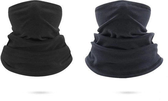Set di calore per il viso a 2 pezzi - Felpa - Copertura termica per il viso - Nero/Grigio scuro - Respirante - 33 × 24 cm - Piuma morbida - Sciarpa