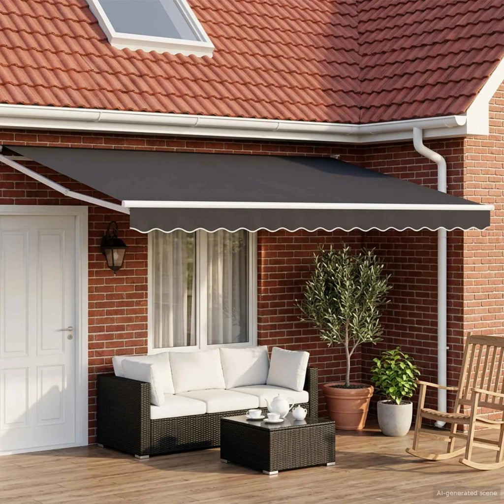 Tenda retrattile manuale con LED Antracite e Bianco 5 x 3 m 3419325