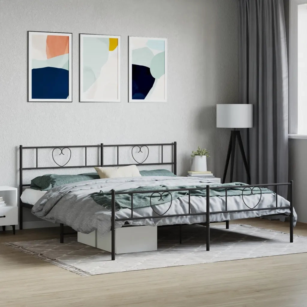 Giroletto con Testiera e Pediera Metallo Nero 180x200 cmcod mxl 126761
