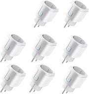 Set di 8 contatti intelligenti Wi-Fi, controllabili tramite app, connessione Wi-Fi, potenza massima 2000 watt, corrente massima 16 ampere, con timer.