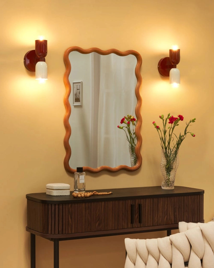 Set di 2 lampade da parete a due luci Up-Down Scones rosso