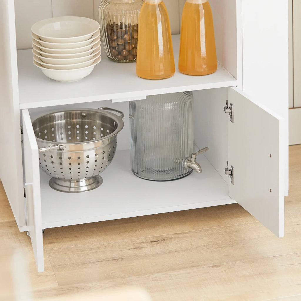 Carrello da cucina legno Mobiletto cucina salvaspazio con cassetto e armadietto 82x46x88 cm Bianco FKW113-WN SoBuy