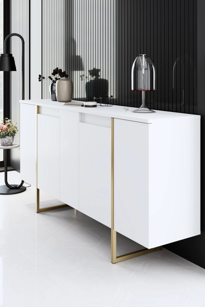 Credenza in legno "Luxury" - 160 x 35 x 80 cm - Oro bianco