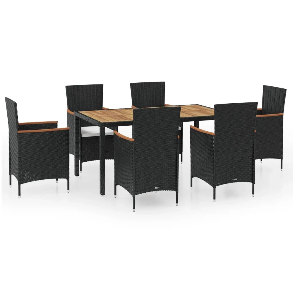 Set da Pranzo da Giardino 7 pz con Cuscini in Polyrattan cod mxl 36271