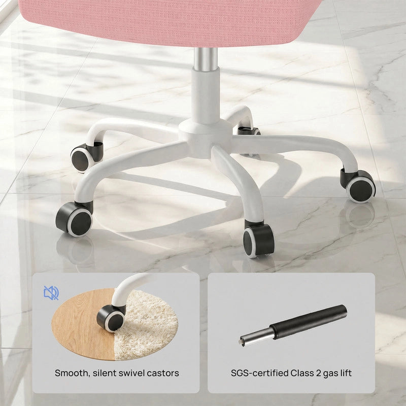Sedia da ufficio ergonomica - Poltrona HAMLODY - con braccioli pieghevoli a 90° - Supporto lombare - Regolabile in altezza Rosa