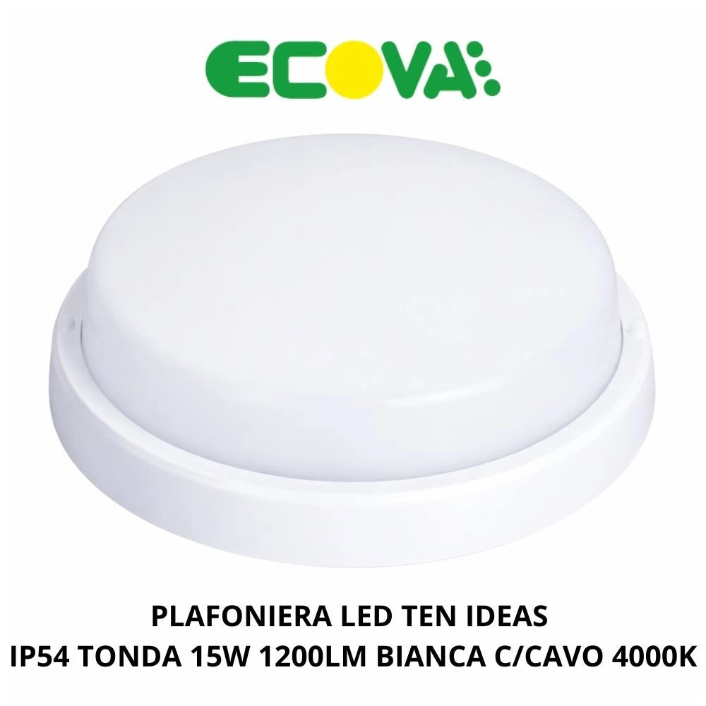 Plafoniera led ecova 25261 tonda bianca per esterni e interni