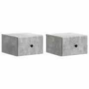 Mobiletto da notte a muro con cassetto 2 pcs Grigio Cemento 899112
