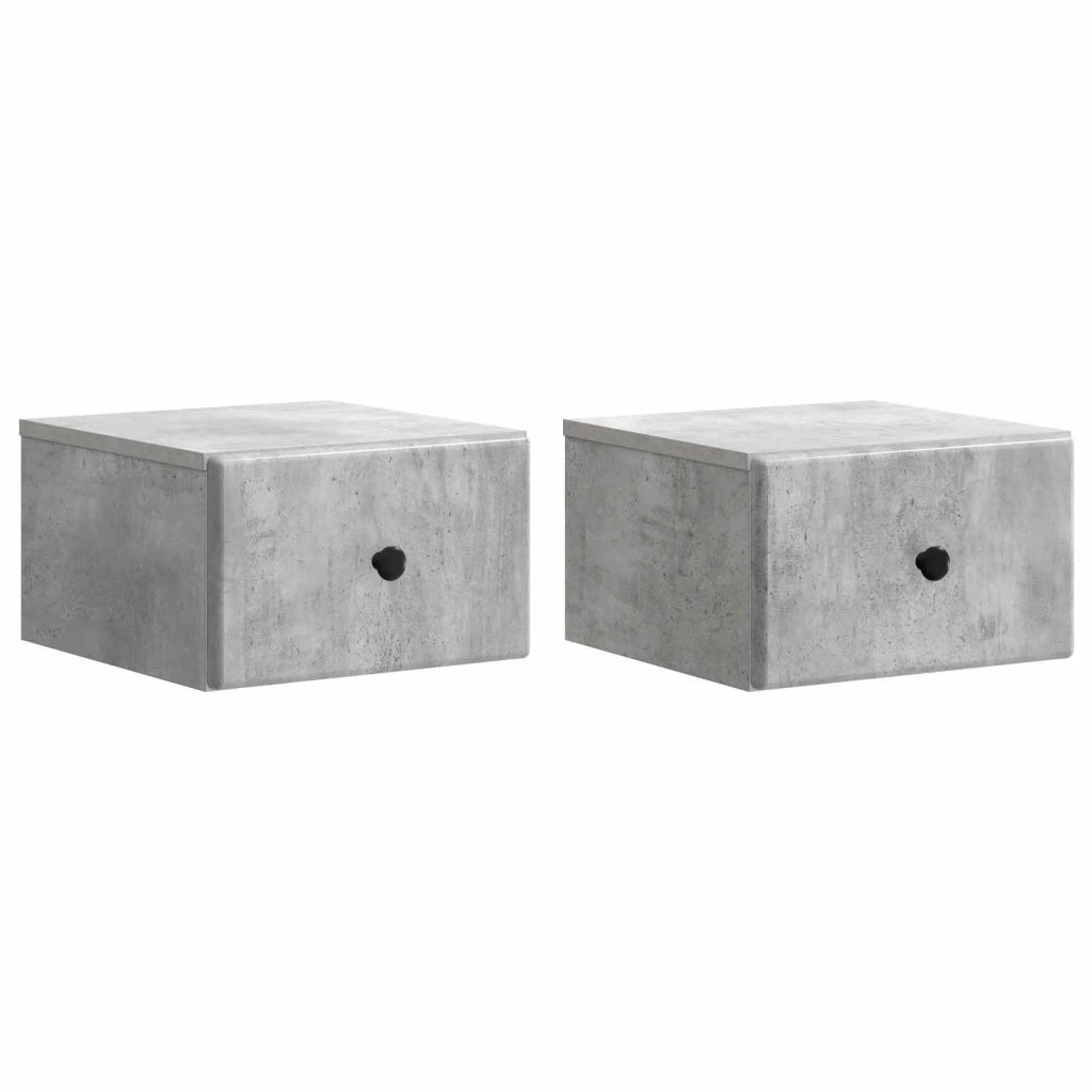 Mobiletto da notte a muro con cassetto 2 pcs Grigio Cemento 899112