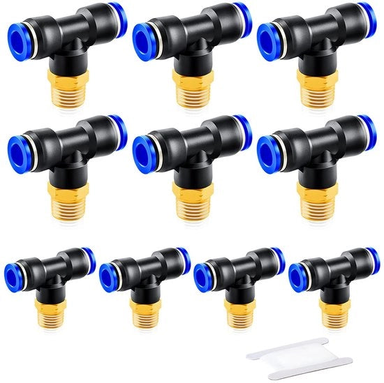Connettore pneumatico da 10 pezzi - 8 mm tubo OD - 1/4" BSP connessione maschile - Durevole - Riciclabile - Connettori affidabili - Fitting pneumatico
