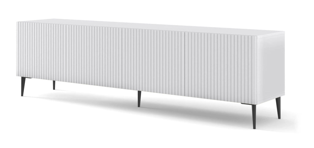 MOBILE RAVENNA B PORTA TV IN MDF RIVESTITO 4D 200 BIANCO OPACO GAMBE NERE