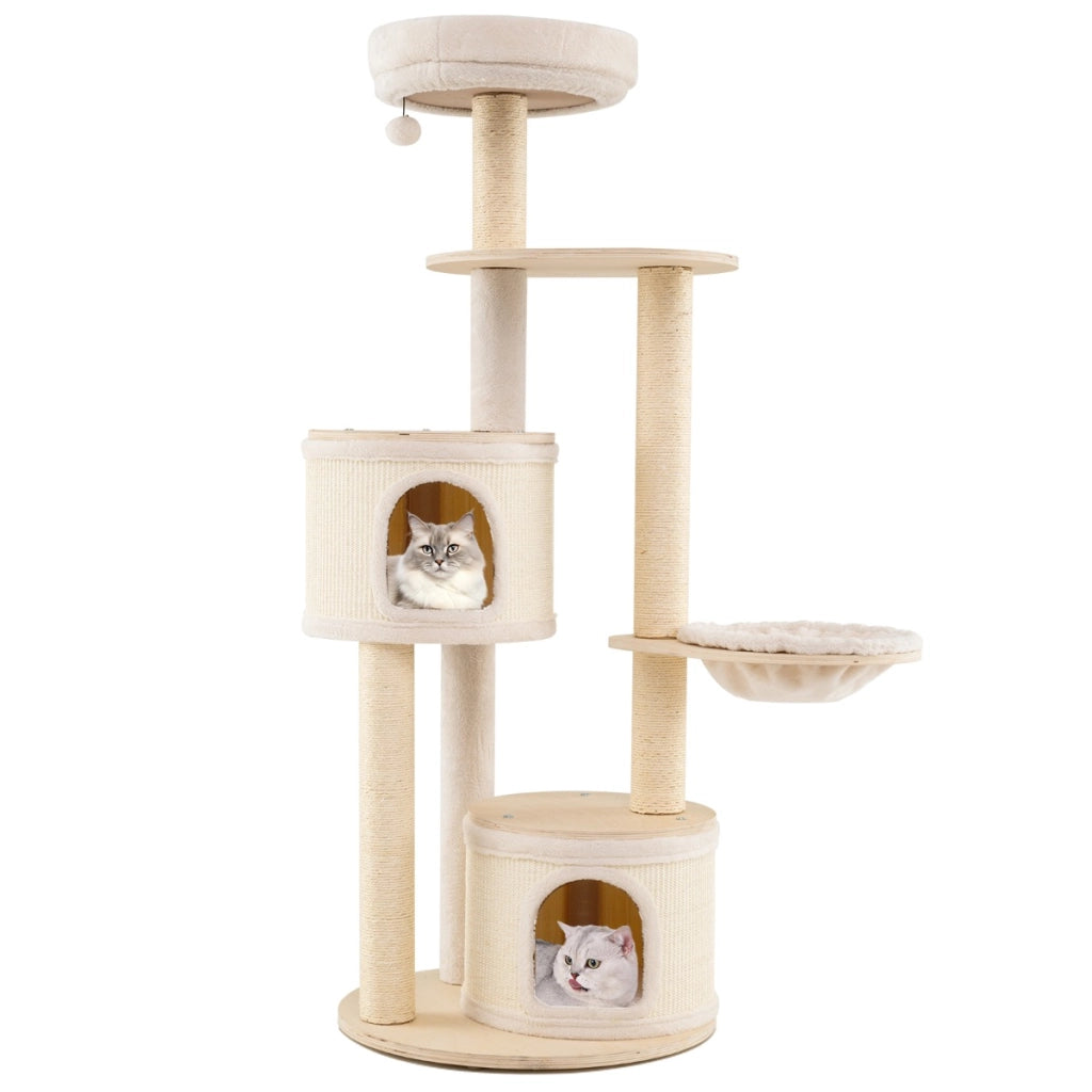 Albero per gatti per animali domestici da interni cuscino lavabile, Albero per gatti con tiragraffi in sisal e tappetino Naturale-Alberi Tiragraffi