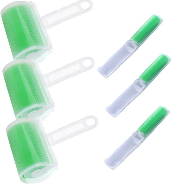 Kit di 6 rulli per pelo e capelli riutilizzabili - Rullo per pelo lavabile - Resistente all'umidità - Sostenibile - Manico in plastica - Spazzola per pelo