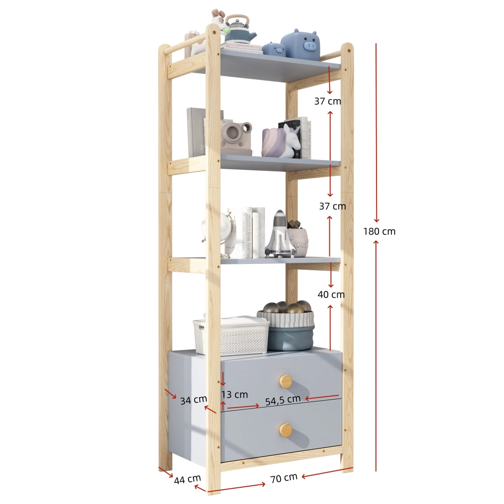 Guardaroba combinata con scaffale, barra appendiabiti e cassetti, struttura in legno e pannelli blu, h 180 cm