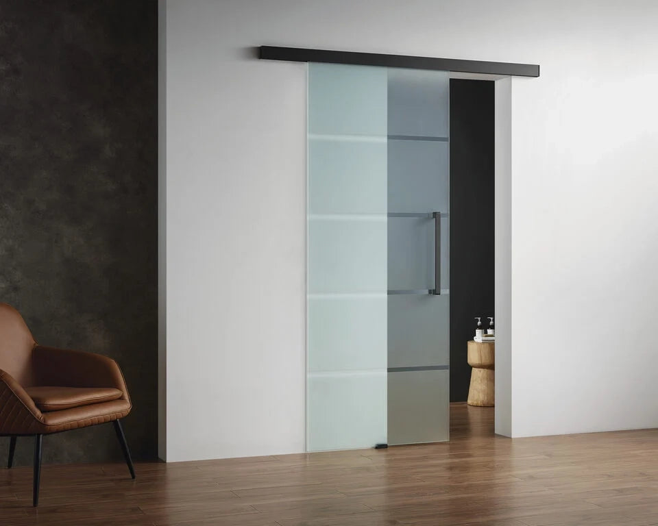 Porta scorrevole in vetro temperato 8 mm 75 cm - nero