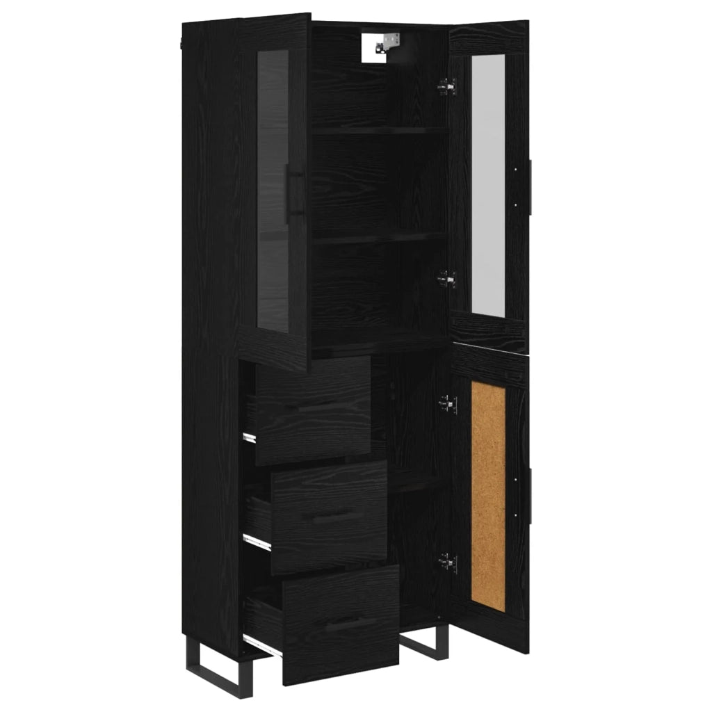 Credenza 2 pcs Rovere Nero Legno Stratificato e Vetro 3416219